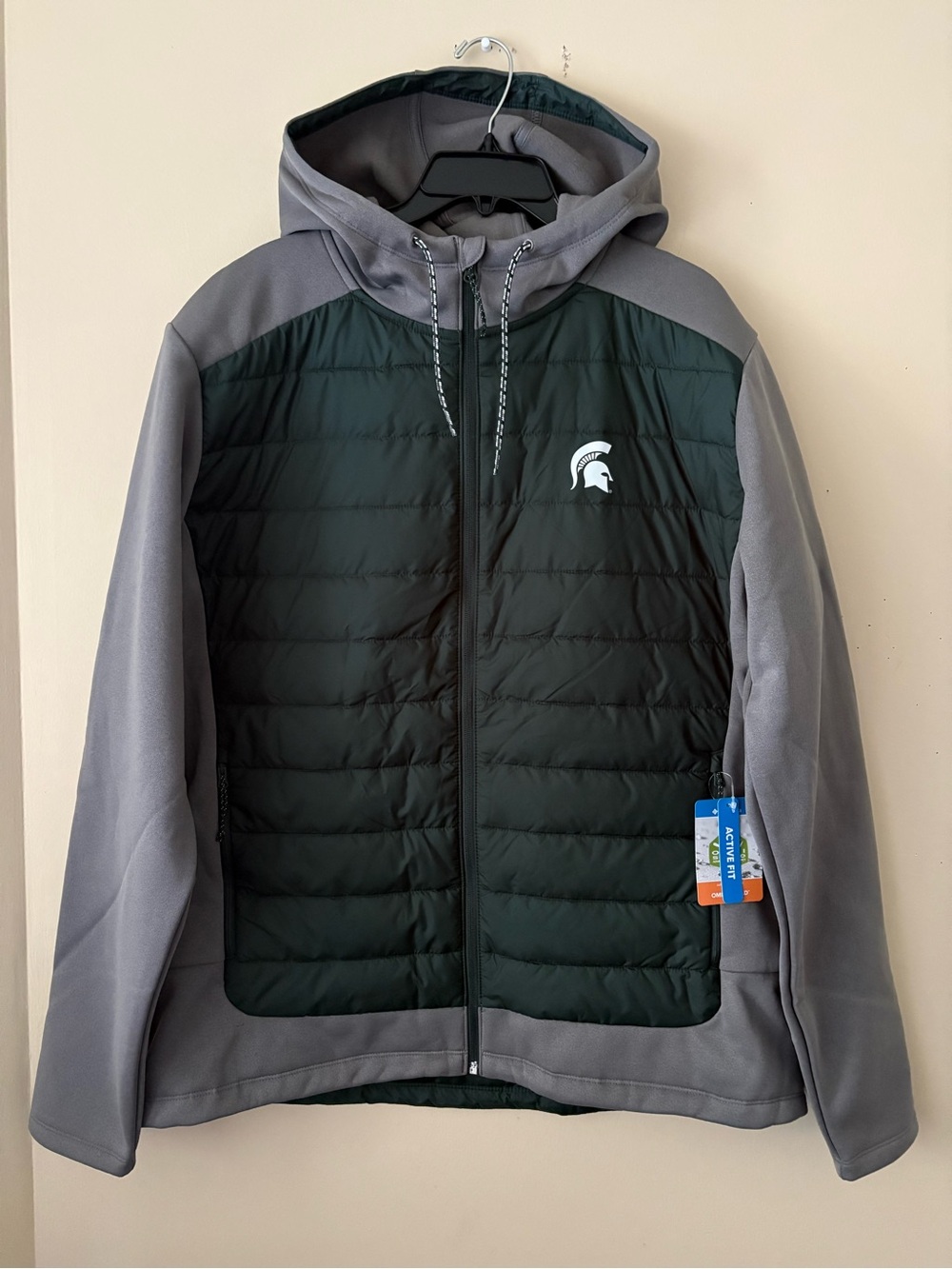 Columbia Men's Dark Green and Gray Hooded Omni- Shield Hybrid Puffer Jacket XL